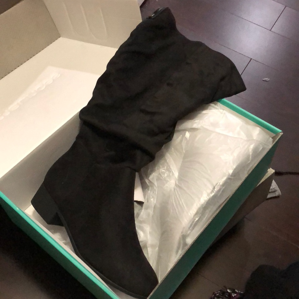 Black wide calf boots